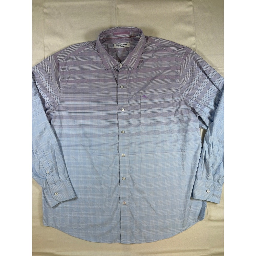 Tommy Bahama Siesta Key Shirt Mens XL Purple Blue Ombre Plaid ST325731 LS